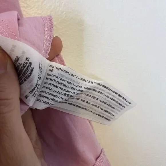 Abercrombie & Fitch Emerson Poplin Puff Sleeve Mini Dress in Pink Size L Petites - Picture 9 of 9